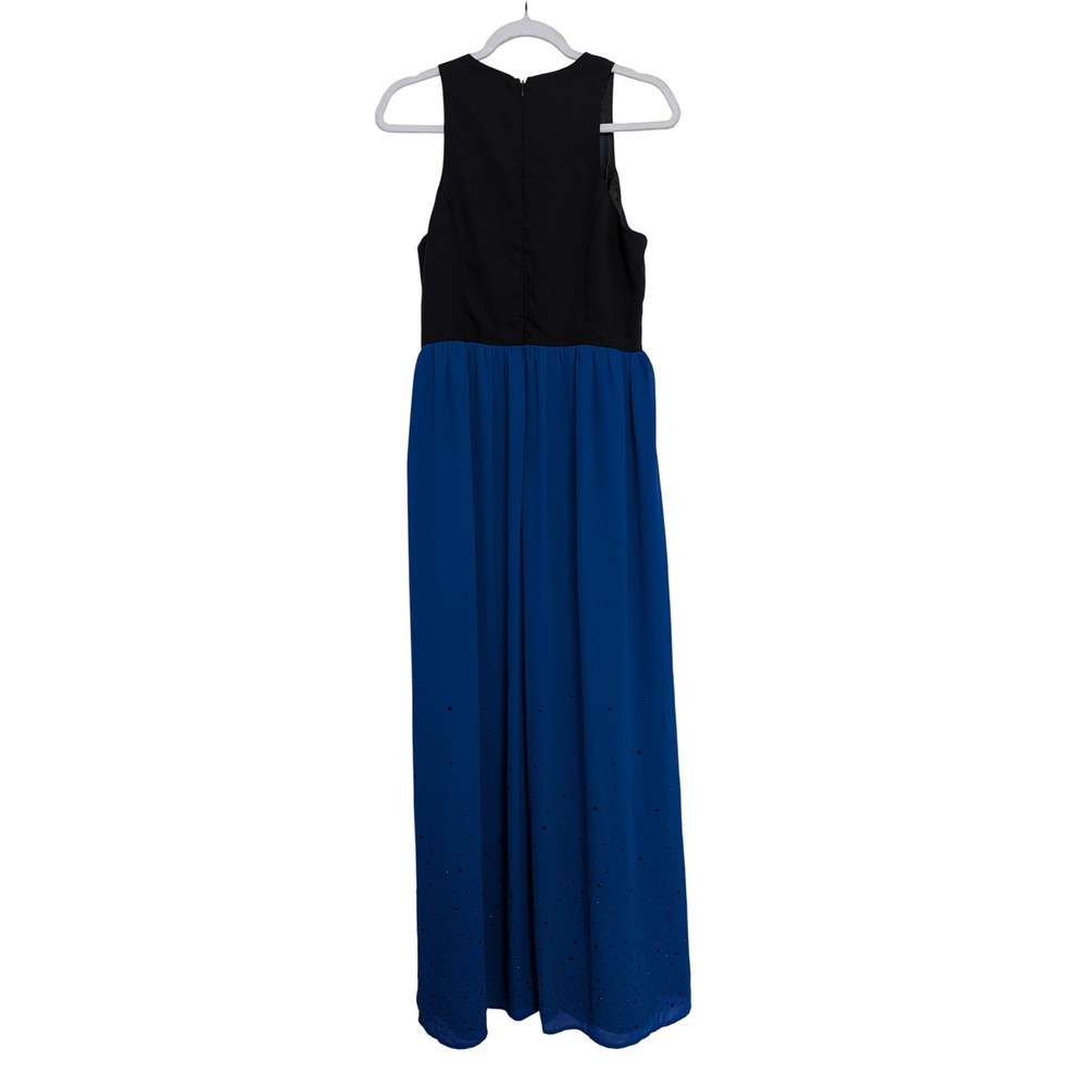 Rhyme Los Angeles Black Blue Colorblock Beaded Maxi Dress Sleeveless Womens L - Picture 4 of 7